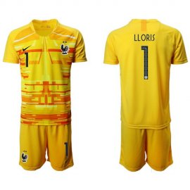 France #1 LLORIS Yellow Goalkeeper Soccer Country Jersey