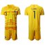 France #1 LLORIS Yellow Goalkeeper Soccer Country Jersey