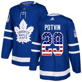 Adidas Toronto Maple Leafs #29 Felix Potvin Blue Home Authentic USA Flag Stitched NHL Jersey