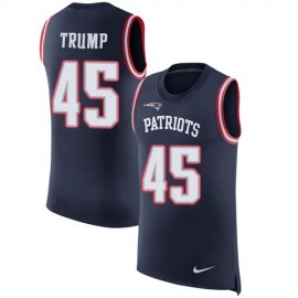 Nike New England Patriots #45 Donald Trump Navy Blue Team Color Mens Stitched NFL Limited Rush Tank Top Jersey