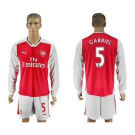 Arsenal #5 Gabriel Red Home Long Sleeves Soccer Club Jersey