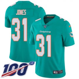 Nike Miami Dolphins #31 Byron Jones Aqua Green Team Color Mens Stitched NFL 100th Season Vapor Untouchable Limited Jersey