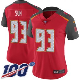 Nike Tampa Bay Buccaneers #93 Ndamukong Suh Red Team Color Womens Stitched NFL 100th Season Vapor Untouchable Limited Jersey