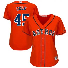 Houston Astros #45 Gerrit Cole Orange Alternate Womens Stitched MLB Jersey