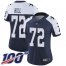 Nike Dallas Cowboys #72 Trysten Hill Navy Blue Thanksgiving Womens Stitched NFL 100th Season Vapor Throwback Limited Jersey