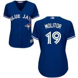Toronto Blue Jays #19 Paul Molitor Blue Alternate Womens Stitched MLB Jersey