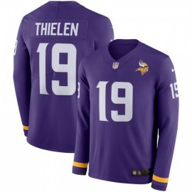 Mens Minnesota Vikings #19 Adam Thielen Purple Team Color Mens Stitched NFL Limited Therma Long Sleeve Jersey