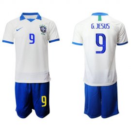 Brazil #9 G.Jesus White Soccer Country Jersey