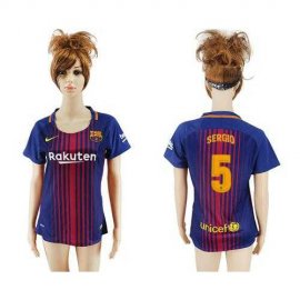 Womens Barcelona #5 Sergio Home Soccer Club Jersey
