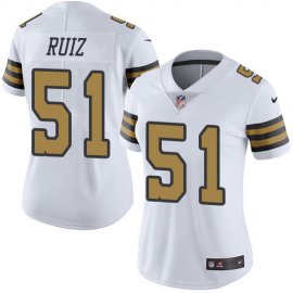 Nike New Orleans Saints #51 Cesar Ruiz White Womens Stitched NFL Limited Rush Jersey