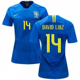 Womens Brazil #14 David Luiz Away Soccer Country Jersey