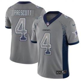 Nike Dallas Cowboys #4 Dak Prescott Gray Mens Stitched NFL Limited Rush Drift Fashion Jersey