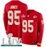 Nike Kansas City Chiefs #95 Chris Jones Red Super Bowl LIV 2020 Team Color Mens Stitched NFL Limited Therma Long Sleeve Jersey