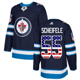 Adidas Winnipeg Jets #55 Mark Scheifele Navy Blue Home Authentic USA Flag Stitched NHL Jersey