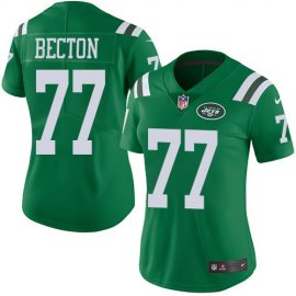 Nike New York Jets #77 Mekhi Becton Green Womens Stitched NFL Limited Rush Jersey