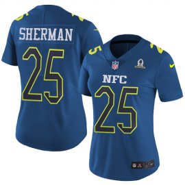 Nike Seattle Seahawks #25 Richard Sherman Navy Womens Stitched NFL Limited NFC 2017 Pro Bowl Jersey