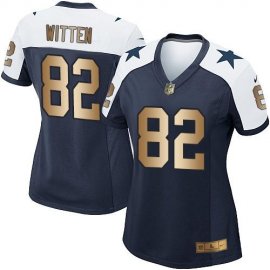 Nike Dallas Cowboys #82 Jason Witten Navy Blue Thanksgiving Throwback Womens Stitched NFL Elite Gold Jersey