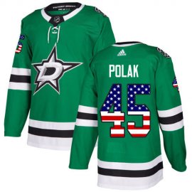 Adidas Dallas Stars #45 Roman Polak Green Home Authentic USA Flag Youth Stitched NHL Jersey