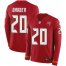 Nike Tampa Bay Buccaneers #20 Ronde Barber Red Team Color Mens Stitched NFL Limited Therma Long Sleeve Jersey