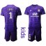 Lyon #1 Lopes Purple Goalkeeper Kid Soccer Club Jersey