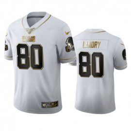 Cleveland Browns #80 Jarvis Landry Mens Nike White Golden Edition Vapor Limited NFL 100 Jersey