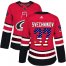 Adidas Carolina Hurricanes #37 Andrei Svechnikov Red Home Authentic USA Flag Womens Stitched NHL Jersey