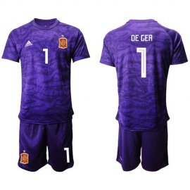 Spain #1 De Gea Purple Goalkeeper Soccer Country Jersey