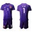 Spain #1 De Gea Purple Goalkeeper Soccer Country Jersey