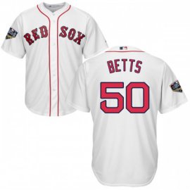 Boston Red Sox #50 Mookie Betts White Cool Base 2018 World Series Stitched Youth MLB Jersey