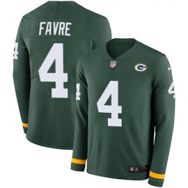 Nike Green Bay Packers #4 Brett Favre Green Team Color Mens Stitched NFL Limited Therma Long Sleeve Jersey