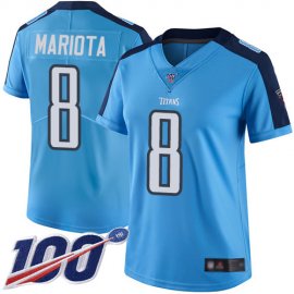 Nike Tennessee Titans #8 Marcus Mariota Light Blue Womens Stitched NFL Limited Rush 100th Season Jersey