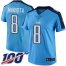 Nike Tennessee Titans #8 Marcus Mariota Light Blue Womens Stitched NFL Limited Rush 100th Season Jersey