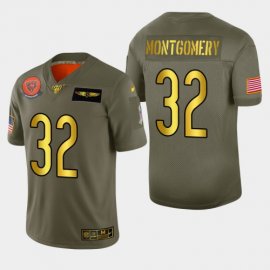 Chicago Chicago Bears #32 David Montgomery Mens Nike Olive Gold 2019 Salute to Service Limited NFL 100 Jersey