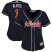 Atlanta Braves #1 Ozzie Albies Navy Blue Alternate Womens Stitched MLB Jersey