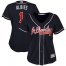Atlanta Braves #1 Ozzie Albies Navy Blue Alternate Womens Stitched MLB Jersey