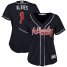 Atlanta Braves #1 Ozzie Albies Navy Blue Alternate Womens Stitched MLB Jersey