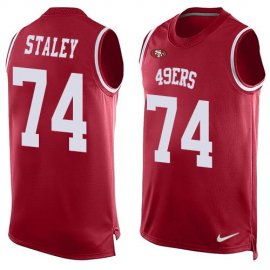 Nike San Francisco 49ers #74 Joe Staley Red Team Color Mens Stitched NFL Limited Tank Top Jersey