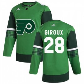 Philadelphia Flyers #28 Claude Giroux Mens Adidas 2020 St. Patricks Day Stitched NHL Jersey Green