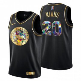Philadelphia Philadelphia 76ers #20 Georges Niang Mens Golden Edition Diamond Logo 2021/22 Swingman Jersey – Black Mens