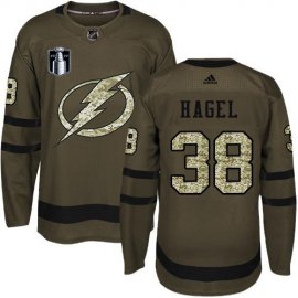 Adidas Tampa Bay Lightning #38 Brandon Hagel Green 2022 Stanley Cup Final Patch Salute to Service Stitched NHL Jersey Mens