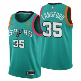 Nike San Antonio Spurs #35 Romeo Langford Mens 2022-23 City Edition NBA Jersey – Cherry Blossom Teal Mens