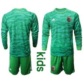 Mexico Blank Green Goalkeeper Long Sleeves Kid Soccer Country Jersey