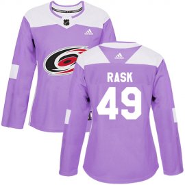 Adidas Carolina Hurricanes #49 Victor Rask Purple Authentic Fights Cancer Womens Stitched NHL Jersey