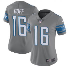 Detroit Lions #16 Jared Goff Gray Womens Stitched NFL Limited Rush Jersey