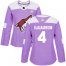 Adidas Arizona Coyotes #4 Niklas Hjalmarsson Purple Authentic Fights Cancer Womens Stitched NHL Jersey