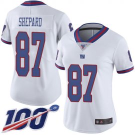 Nike New York Giants #87 Sterling Shepard White Womens Stitched NFL Limited Rush 100th Season Jersey