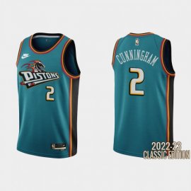 Detroit Detroit Pistons #2 Cade Cunningham Teal Mens Nike NBA 2022-23 Classic Edition Jersey Mens