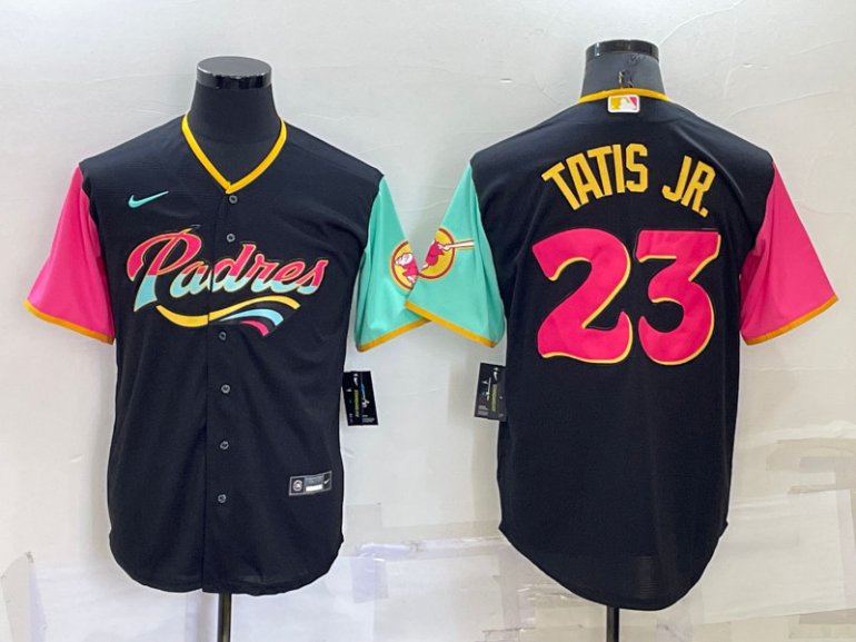 Padres 23 Fernando Tatis Jr. Black Nike 2022 City Connect Cool Base Jerseys Padres 23 Fernando Tatis Jr. Black Nike 2022 City Connect Cool Base Jerseys