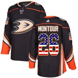 Adidas Anaheim Ducks #26 Brandon Montour Black Home Authentic USA Flag Stitched NHL Jersey