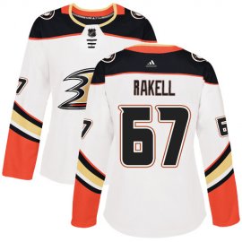 Adidas Anaheim Ducks #67 Rickard Rakell White Road Authentic Womens Stitched NHL Jersey